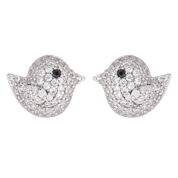 Сережки Xuping Родій пусети «Пташки з інкрустацією кристалами» фото №14