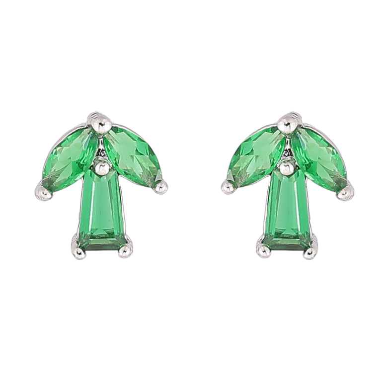 Сережки Xuping Родій пусети «Три зелені кристали» фото №1