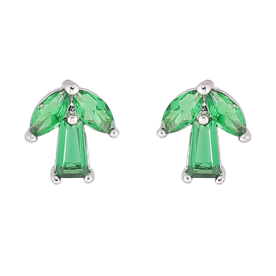 Сережки Xuping Родій пусети «Три зелені кристали» фото №1