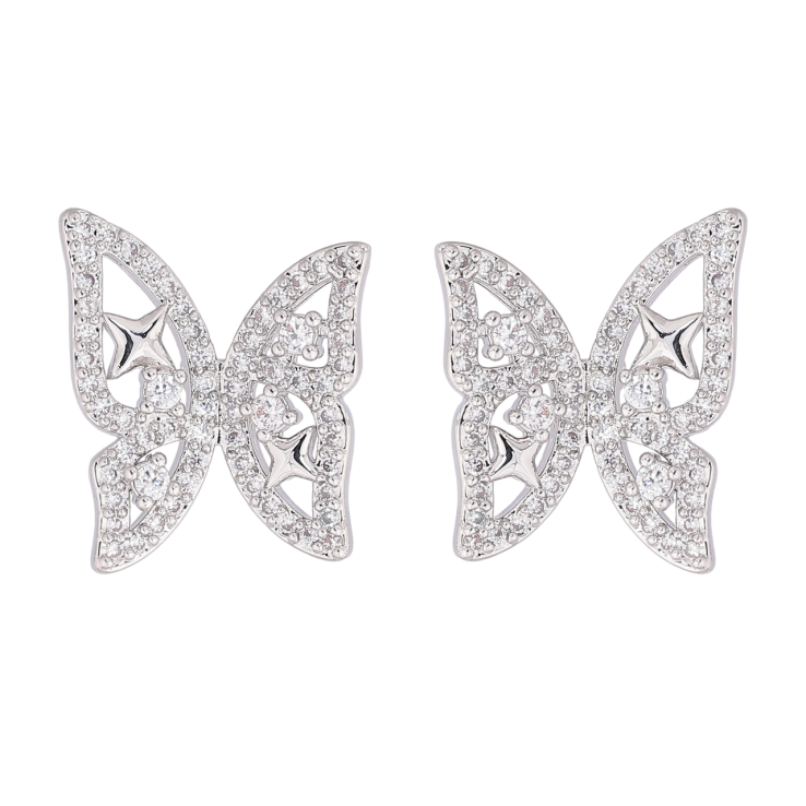Серьги Xuping Родий пусеты Бабочки фото №5