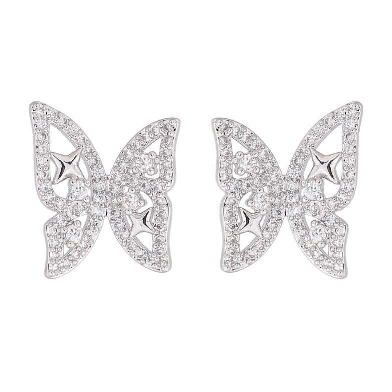 Серьги Xuping Родий пусеты Бабочки фото №1