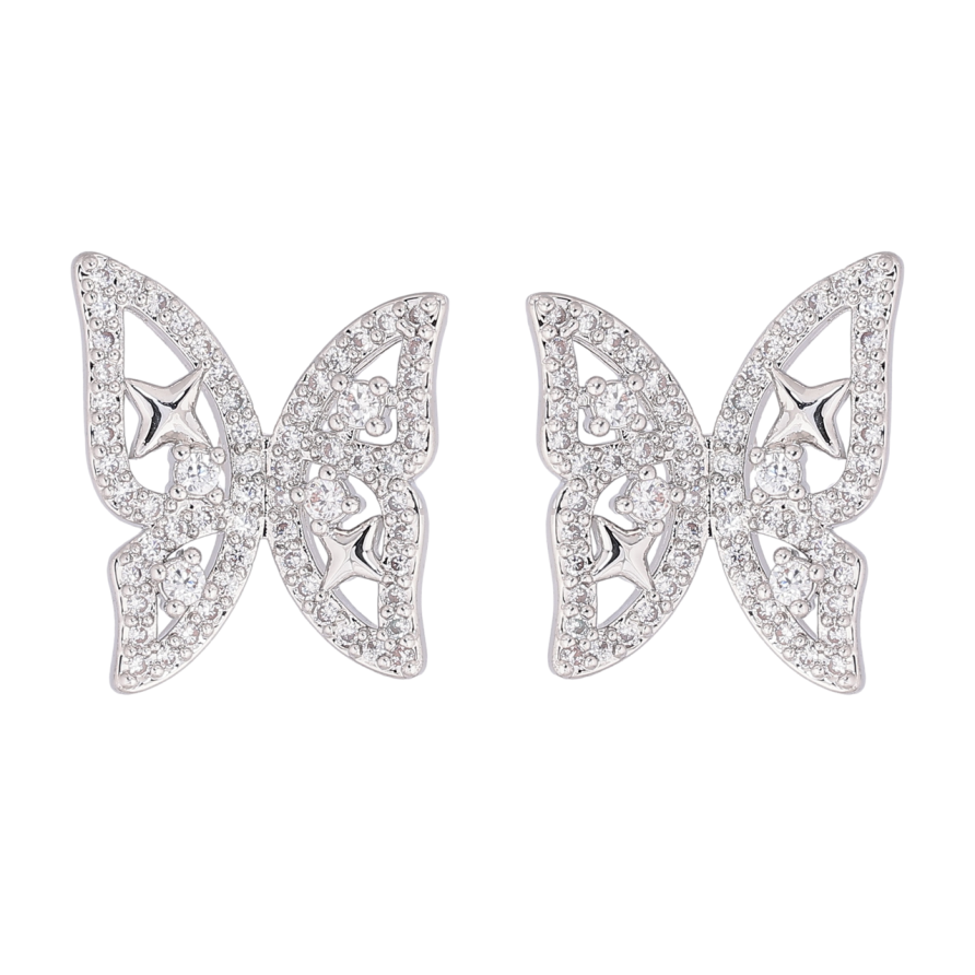 Серьги Xuping Родий пусеты Бабочки фото №1