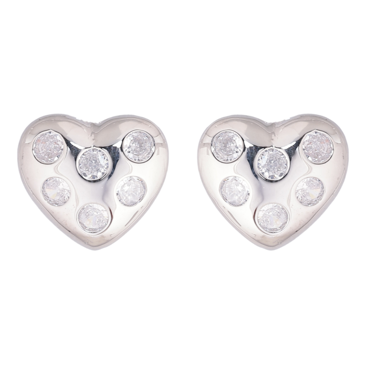 Сережки Xuping Родій пусети «Сердечка з кристалами» фото №13