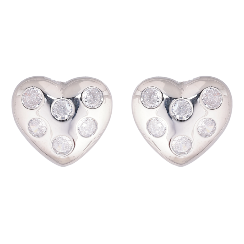 Сережки Xuping Родій пусети «Сердечка з кристалами» фото №1