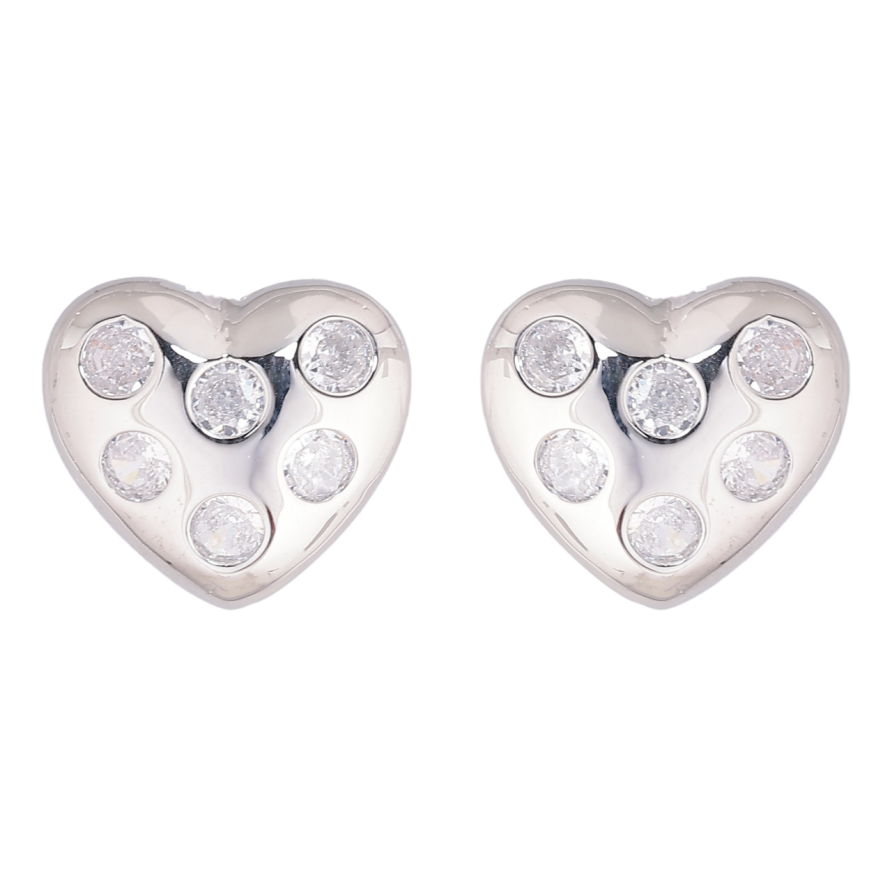 Сережки Xuping Родій пусети «Сердечка з кристалами» фото №1