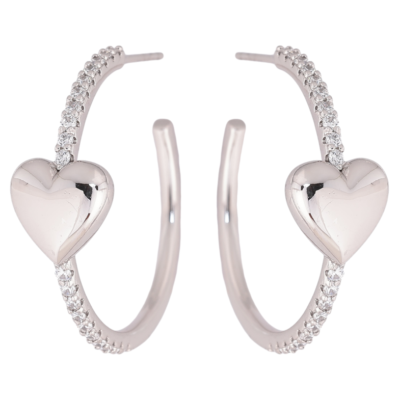 Сережки Xuping Родій пусети «Кільця з сердечками та доріжками кристалів» фото №1