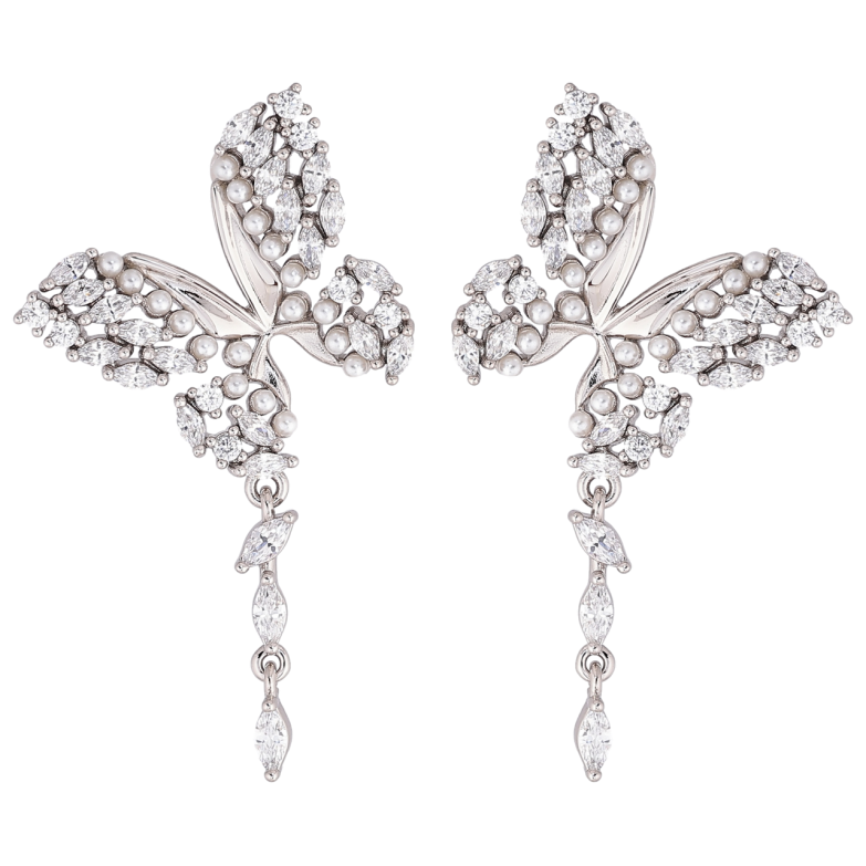 Сережки Xuping Родій пусети «Метелики з кристалами» фото №1