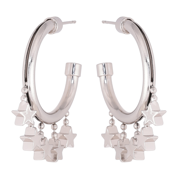 Сережки Xuping Родій пусети «Дуги з підвісками зірки» фото №3