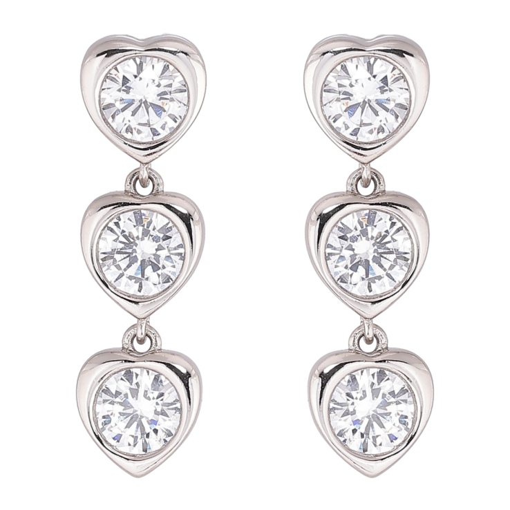 Серьги Xuping Родий пусеты Сердечки с кристаллами фото №8