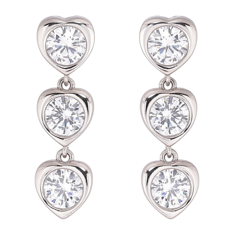 Серьги Xuping Родий пусеты Сердечки с кристаллами фото №1