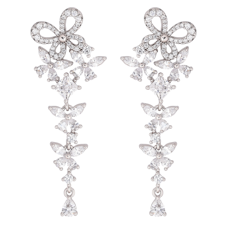 Сережки Xuping Родій пусети «Витончені кришталеві підвіски» фото №13