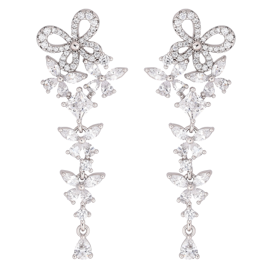 Сережки Xuping Родій пусети «Витончені кришталеві підвіски» фото №1