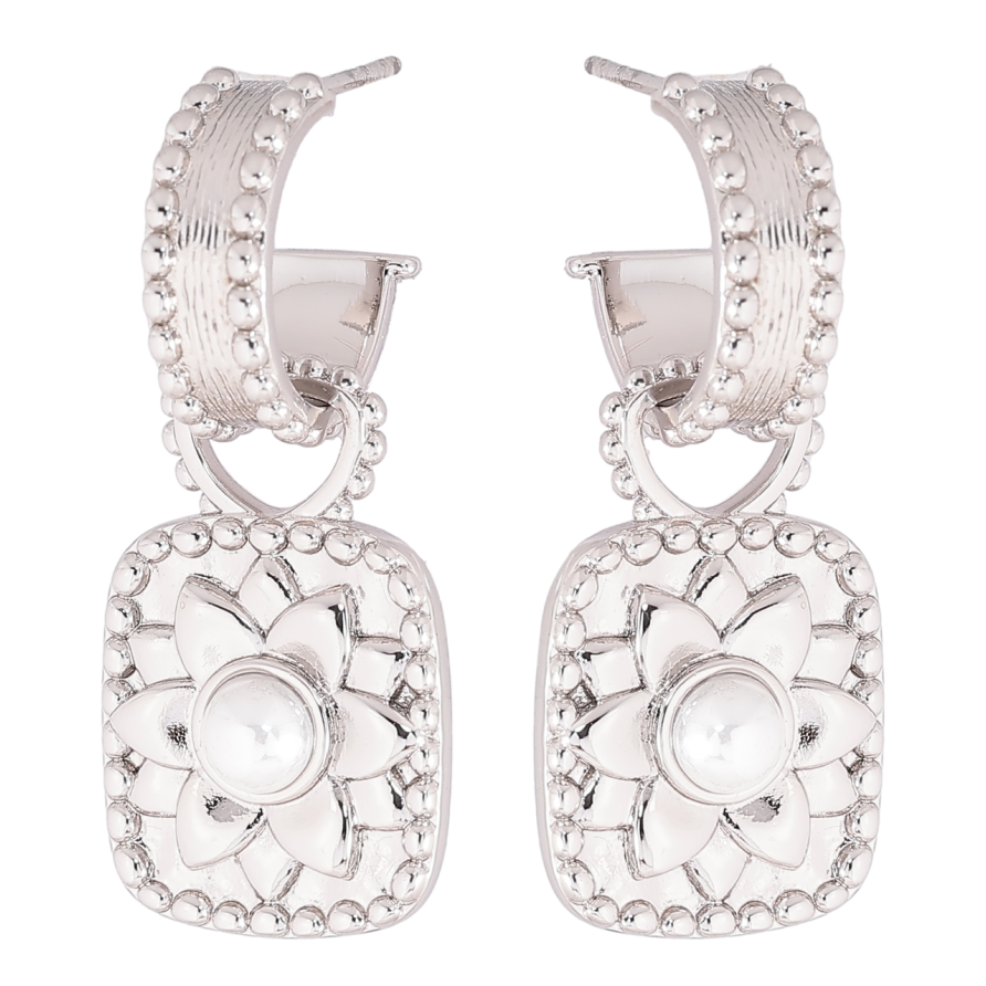 Сережки Xuping Родій пусети «Декоративні підвіски з квітковим візерунком» 2 в 1 фото №1