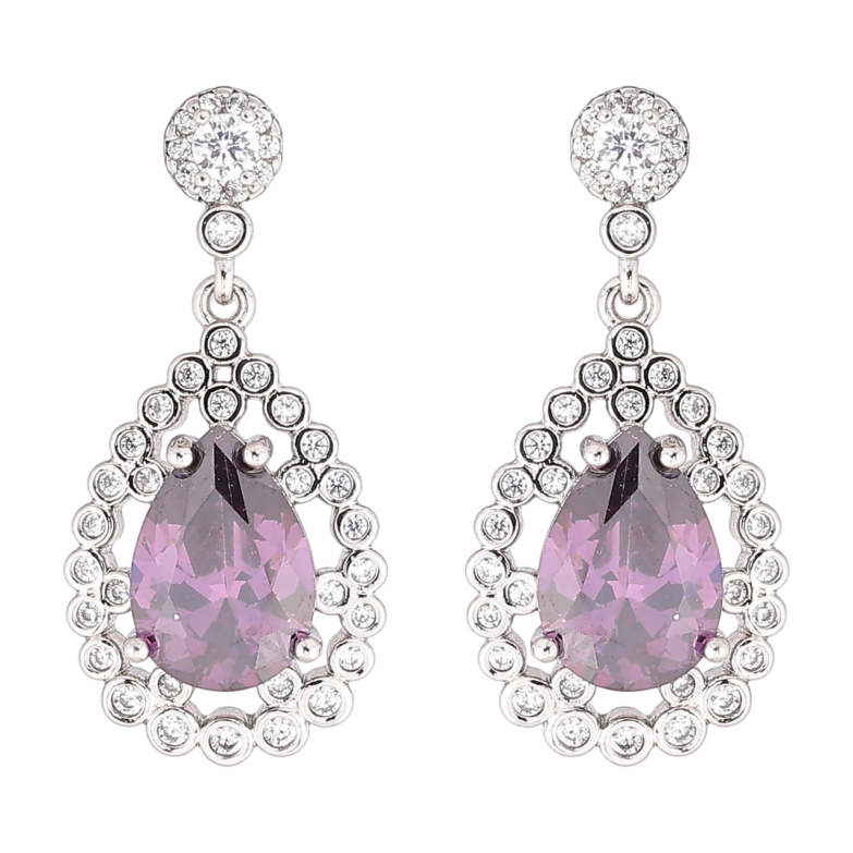 Сережки Xuping Родій пусети «Підвіски з бузковими кристалами» фото №1