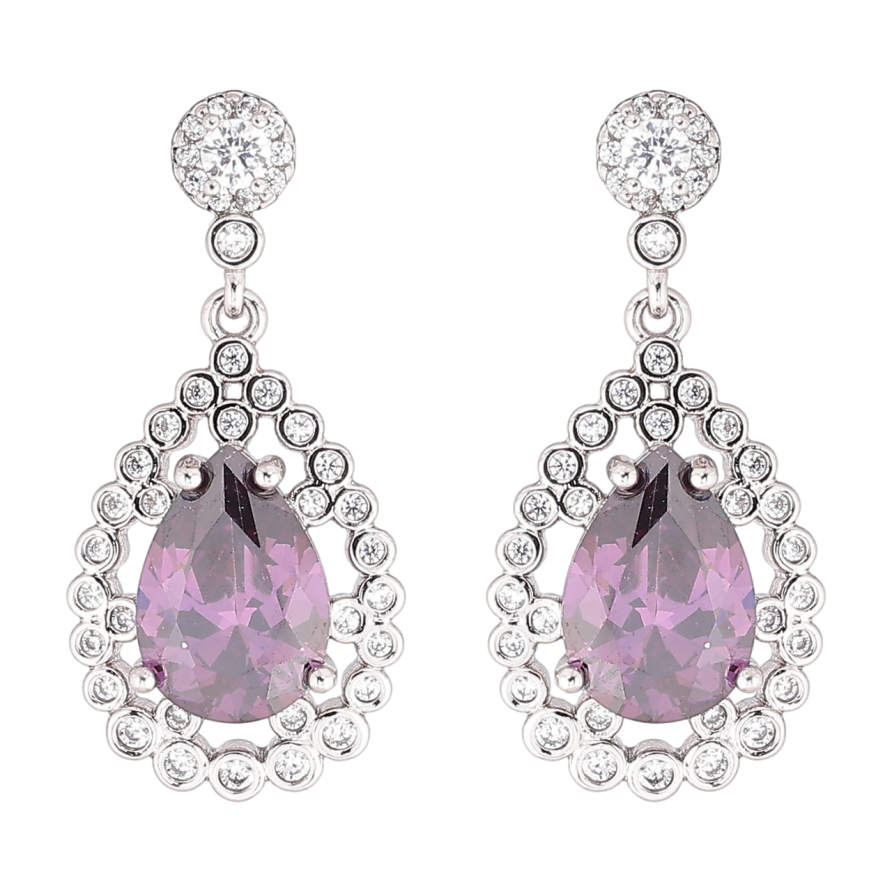 Сережки Xuping Родій пусети «Підвіски з бузковими кристалами» фото №1
