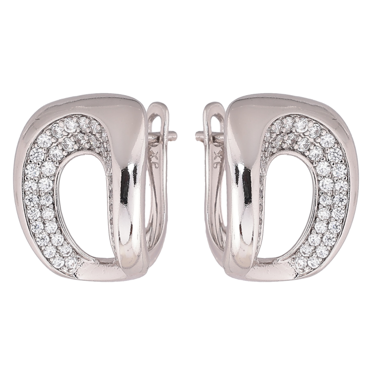 Серьги Xuping Родий английский замок Узор с инкрустацией кристаллами фото №16