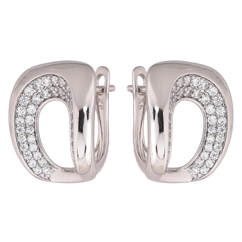 Серьги Xuping Родий английский замок Узор с инкрустацией кристаллами фото №1