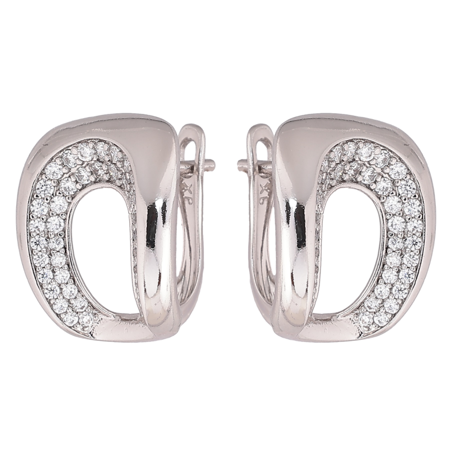 Сережки Xuping Родій англійський замок «Візерунок з інкрустацією кристалами» фото №1