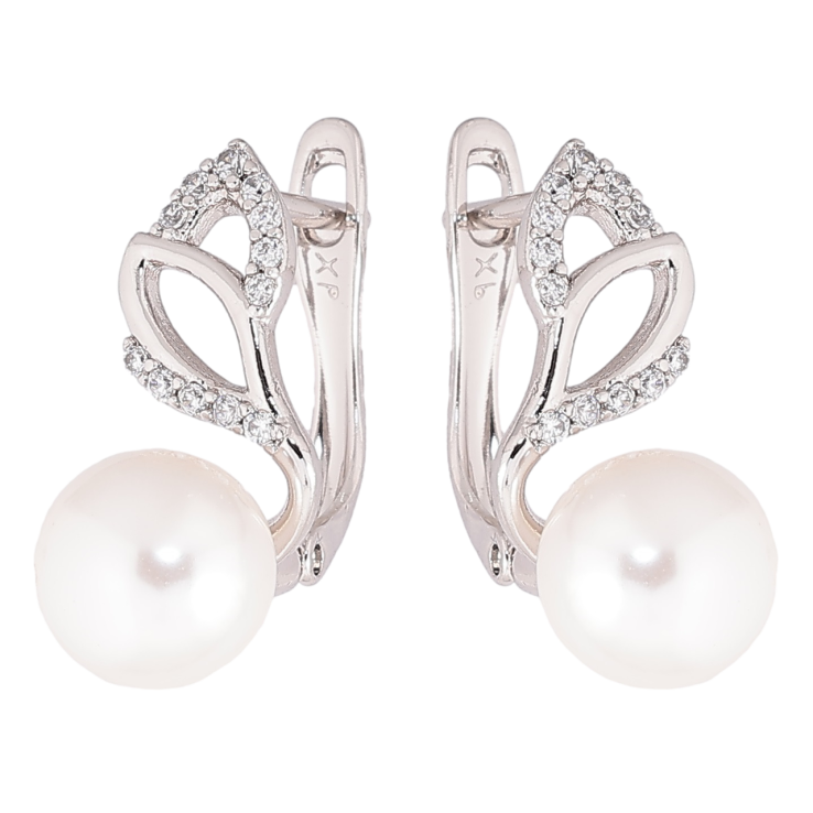 Серьги Xuping Родий английский замок Жемчужные бутоны фото №19