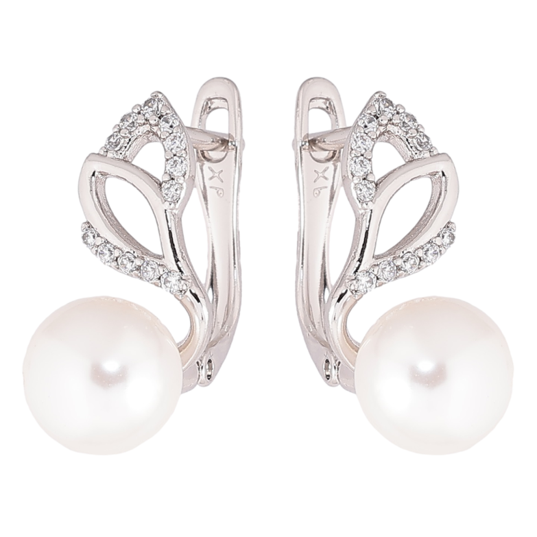 Серьги Xuping Родий английский замок Жемчужные бутоны фото №1