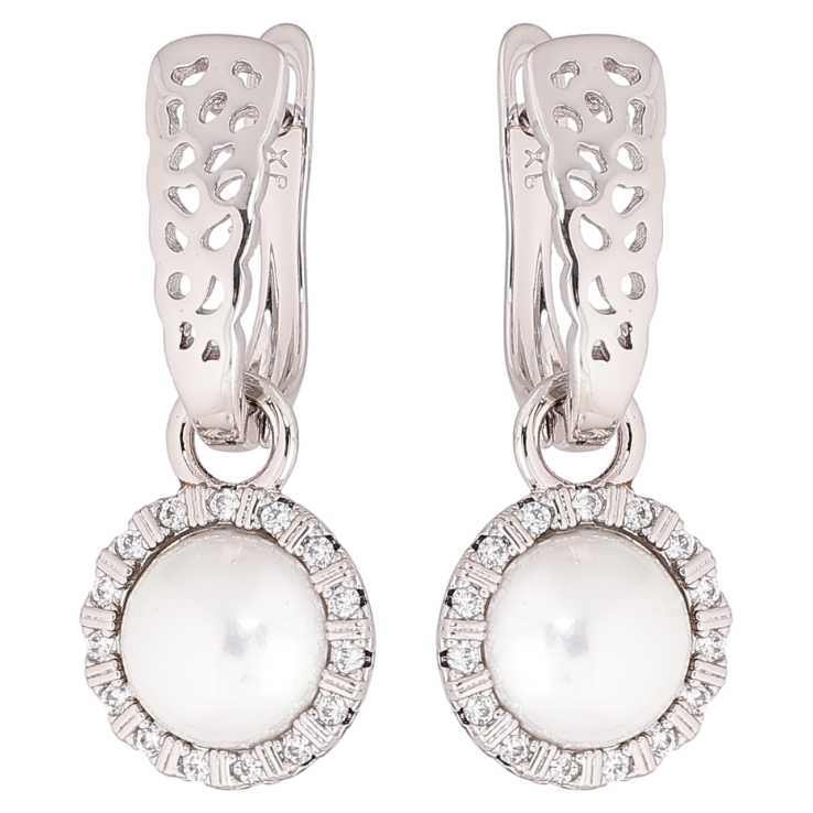 Сережки Xuping Родій англійський замок «Перлинні підвіски» 2 в 1 фото №22