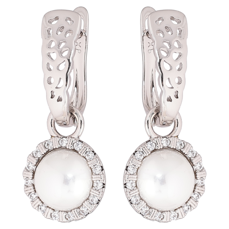 Сережки Xuping Родій англійський замок «Перлинні підвіски» 2 в 1 фото №1