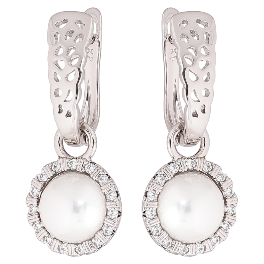 Сережки Xuping Родій англійський замок «Перлинні підвіски» 2 в 1 фото №1