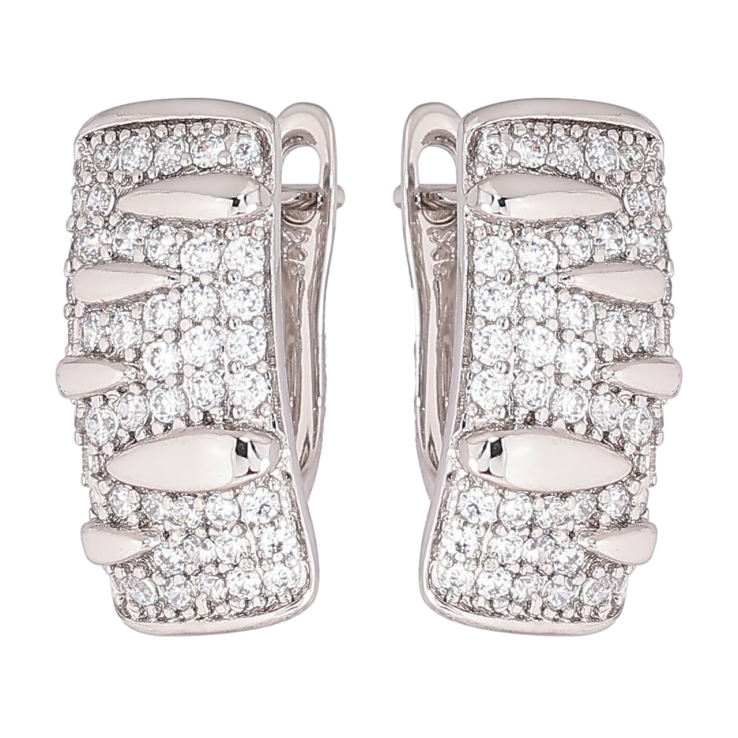 Серьги Xuping Родий английский замок Узор с инкрустацией кристаллами фото №15