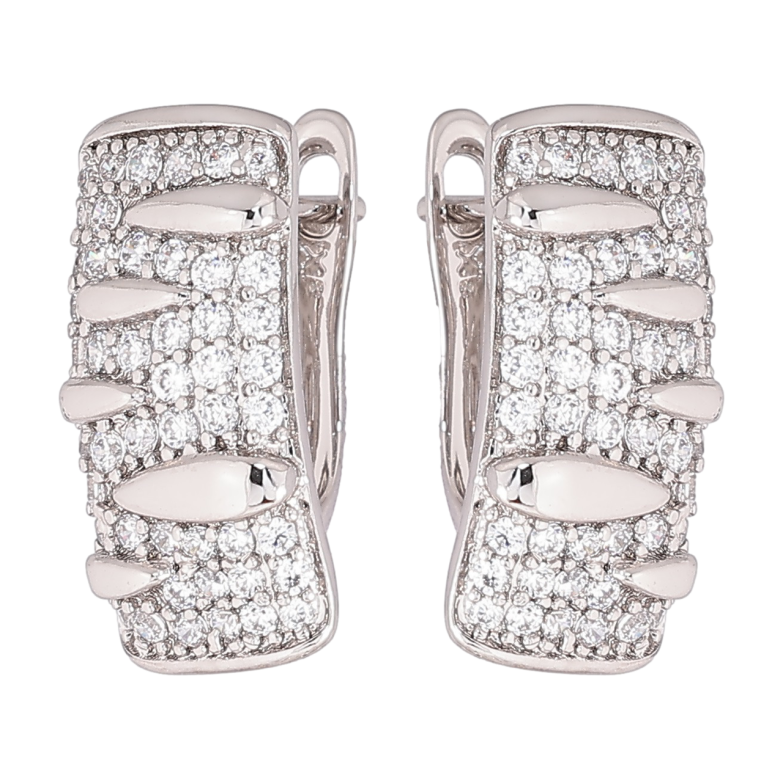 Серьги Xuping Родий английский замок Узор с инкрустацией кристаллами фото №1