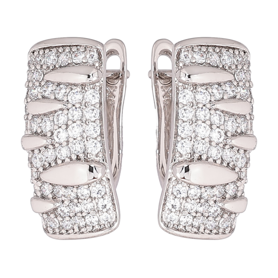 Серьги Xuping Родий английский замок Узор с инкрустацией кристаллами фото №1