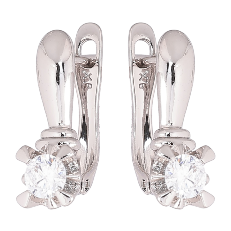 Серьги Xuping Родий английский замок Кристаллы на дугах фото №18