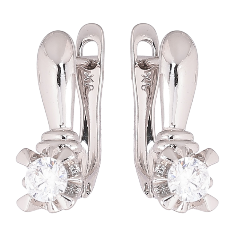 Серьги Xuping Родий английский замок Кристаллы на дугах фото №3