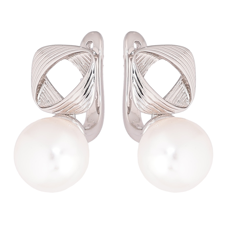 Серьги Xuping Родий английский замок Узор с жемчужинами фото №1