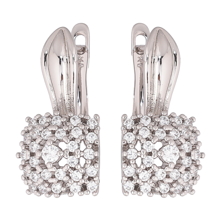 Серьги Xuping Родий английский замок Узор с инкрустацией кристаллами фото №20