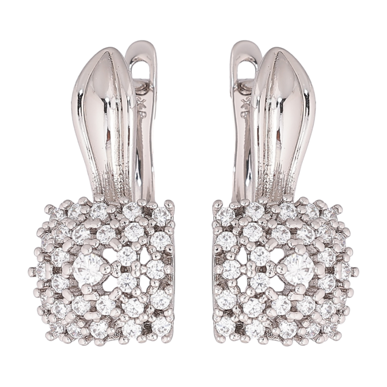 Серьги Xuping Родий английский замок Узор с инкрустацией кристаллами фото №1