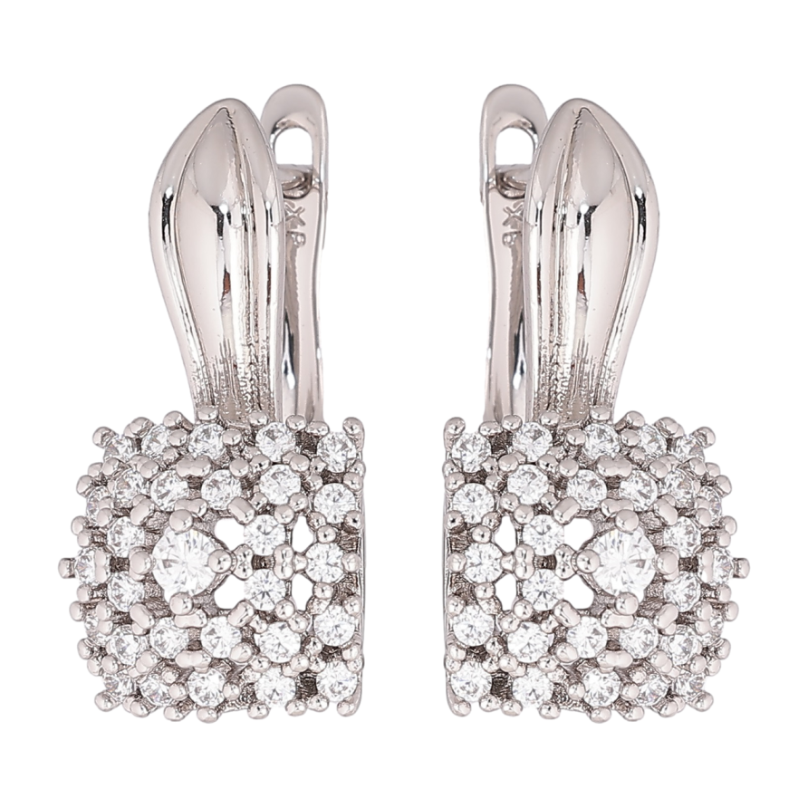 Серьги Xuping Родий английский замок Узор с инкрустацией кристаллами фото №1