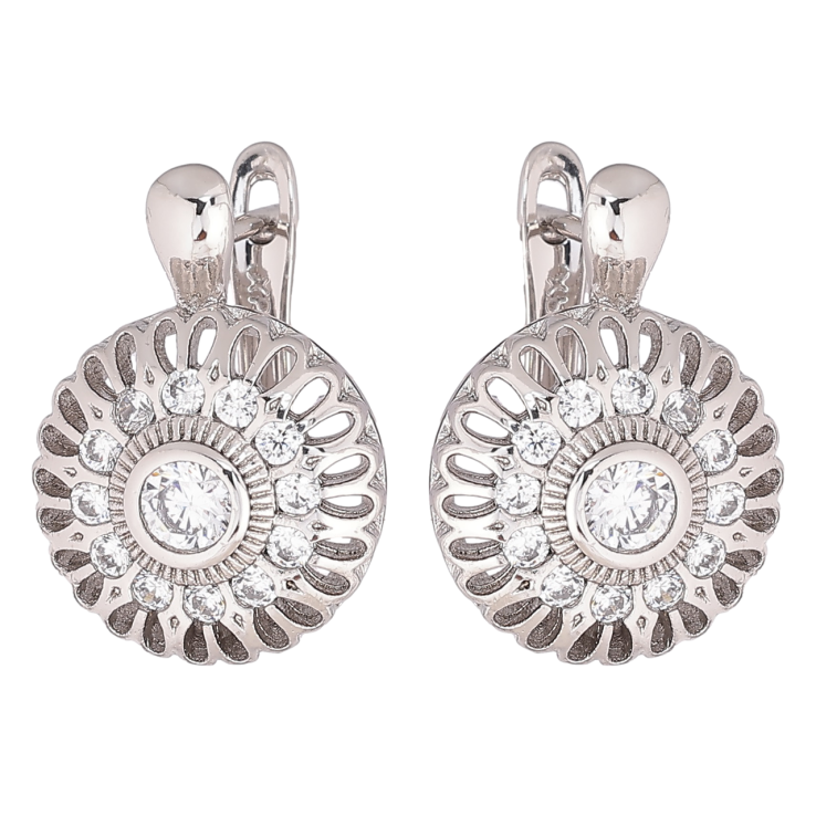 Сережки Xuping Родій англійський замок «Різьблені кола з кристалами» фото №21