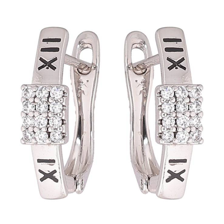 Сережки Xuping Родій англійський замок «Візерунок з кристалами та римськими цифрами» фото №25