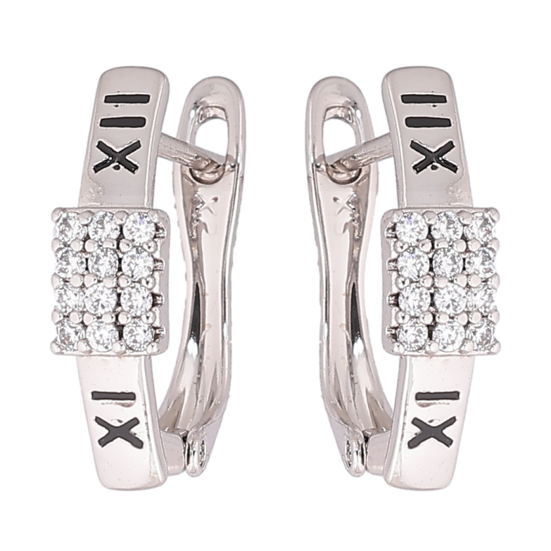 Сережки Xuping Родій англійський замок «Візерунок з кристалами та римськими цифрами» фото №1