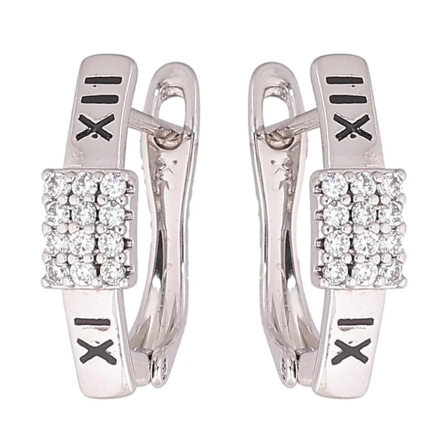 Сережки Xuping Родій англійський замок «Візерунок з кристалами та римськими цифрами» фото №1