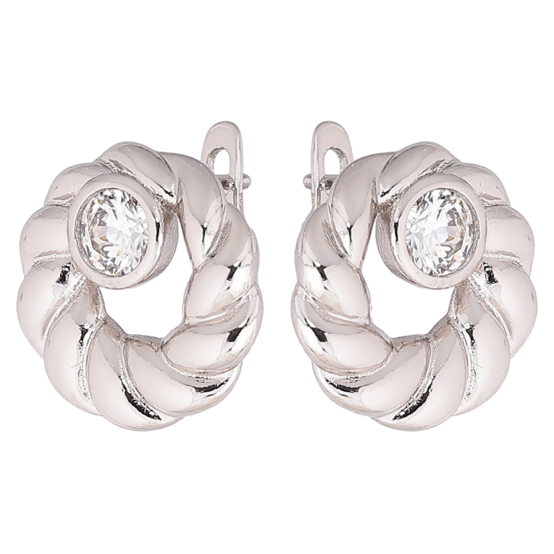 Сережки Xuping Родій англійський замок «Декоративні колечка з кристалами» фото №1