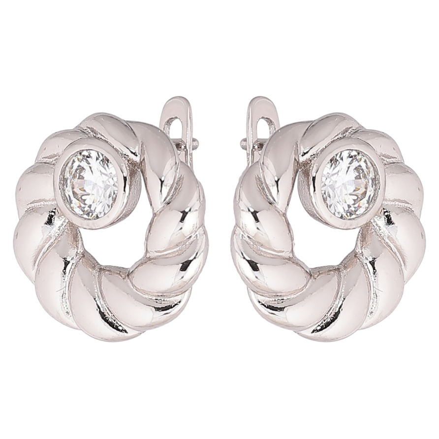Серьги Xuping Родий английский замок Декоративные колечки с кристаллами фото №1