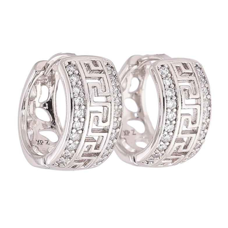 Сережки Xuping Родій колечка «Грецький візерунок з кришталевими доріжками» фото №15