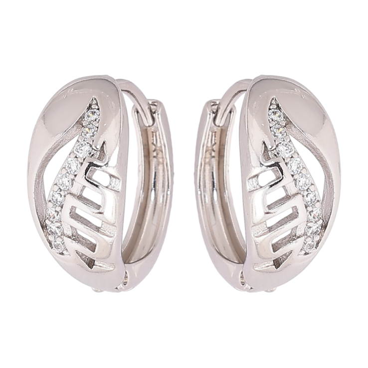 Сережки Xuping Родій колечка «Різьблений візерунок із кришталевими доріжками» фото №15