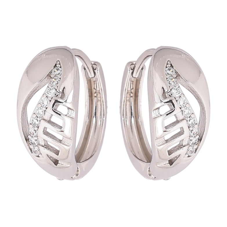 Сережки Xuping Родій колечка «Різьблений візерунок із кришталевими доріжками» фото №1