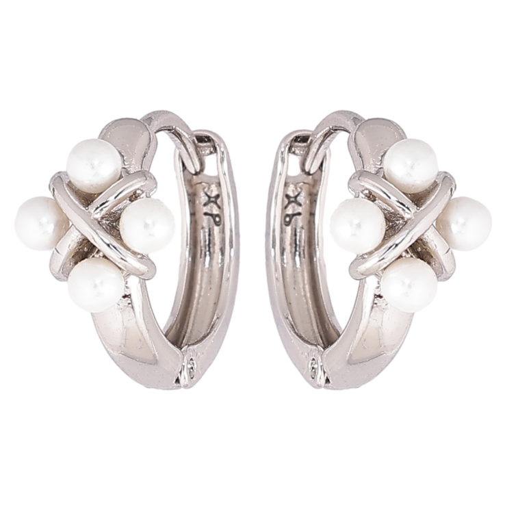 Серьги Xuping Родий колечки Узор с жемчужинами фото №11