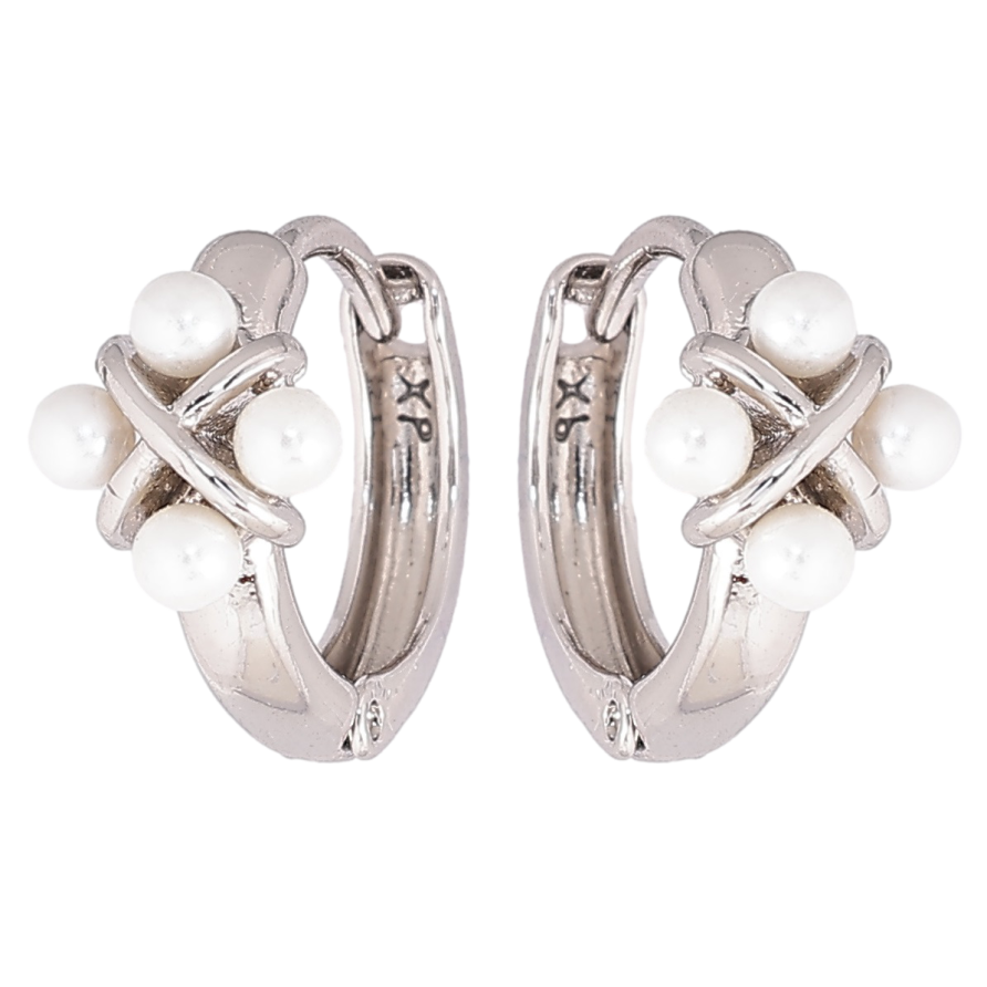 Серьги Xuping Родий колечки Узор с жемчужинами фото №1