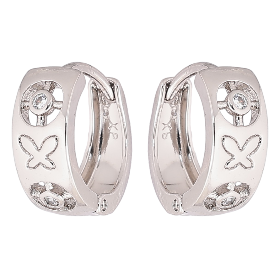 Серьги Xuping Родий колечки Узор с кристаллами и бабочками фото №1