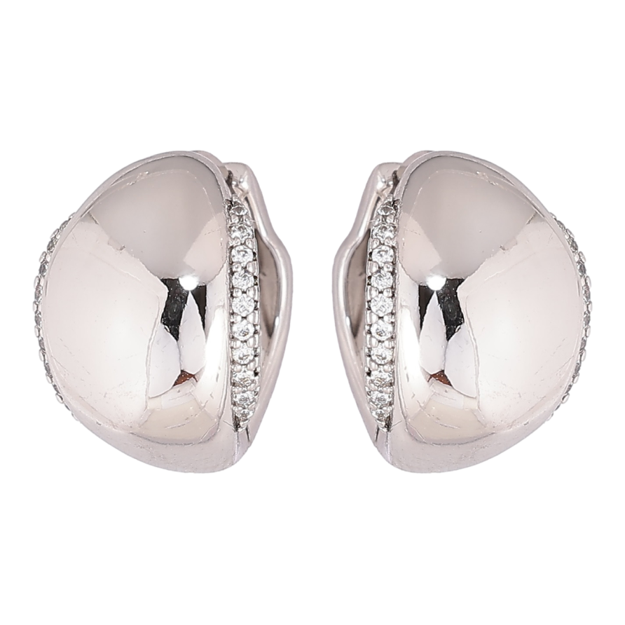 Серьги Xuping Родий колечки Узор с кристальными дорожками фото №1