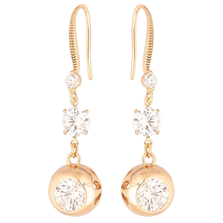 Сережки Xuping Позолота 18K французький замок «Кульки з кристалами» фото №12